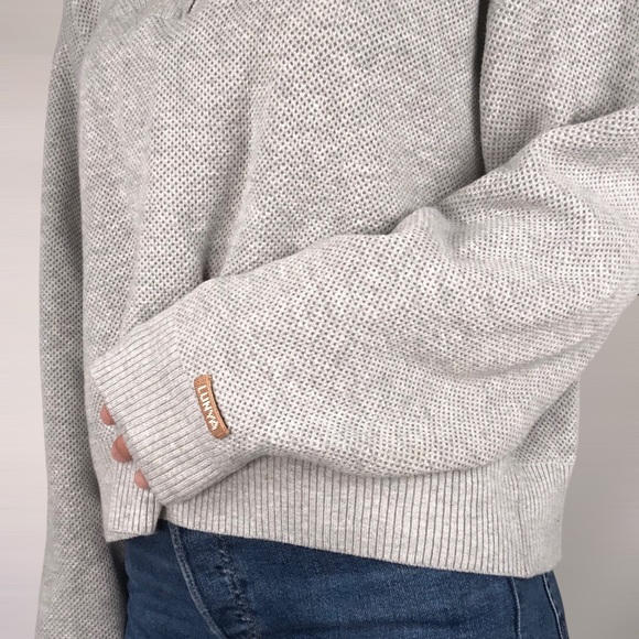 LUNYA Cozy Cotton Silk Collared Half Zip‎ Mellow Grey Heather Size M - Picture 6 of 7